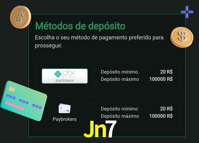 O cassino Jn7 oferece uma grande variedade de métodos de pagamento